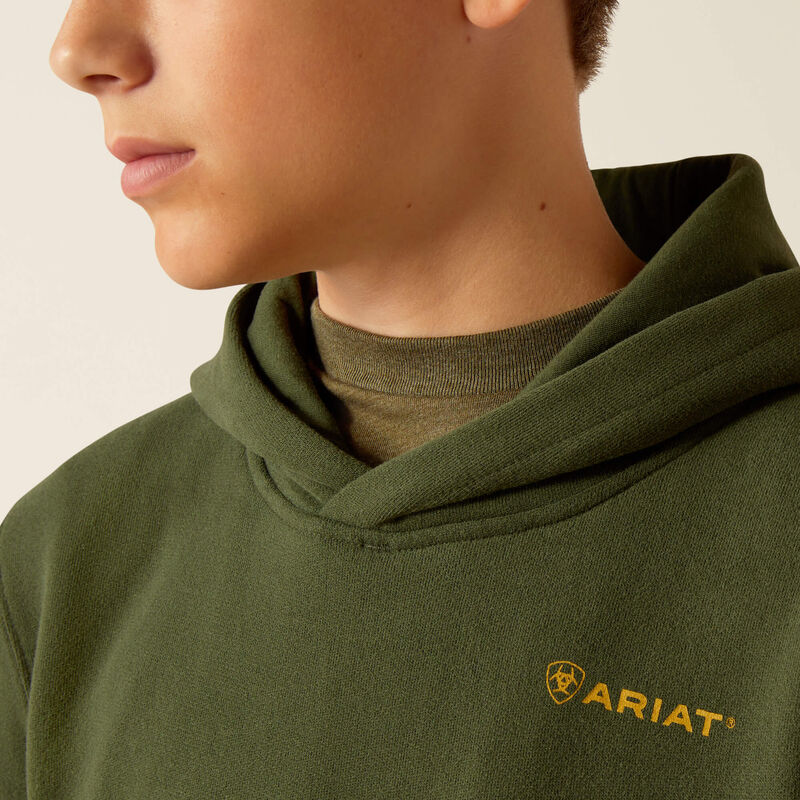 Ariat Youth Dark Green Barbwire Skull Hoodie