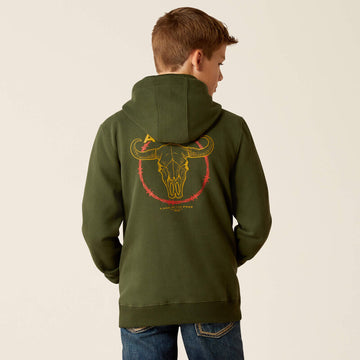 Ariat Youth Dark Green Barbwire Skull Hoodie