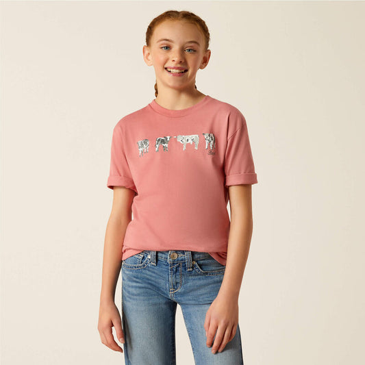 Ariat Girl's Dusty Rose Mini Cow Squad T-Shirt