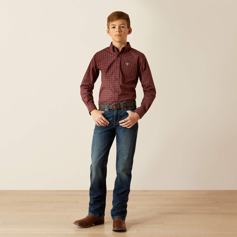 Ariat Boy's Burgundy Pro Pavel Classic Fit Shirt