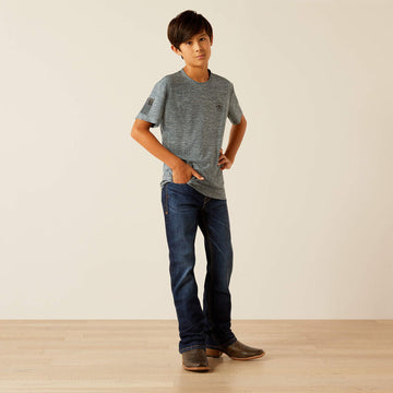 Ariat Boy's Vertical Gradient Charger Newsboy Blue T-Shirt
