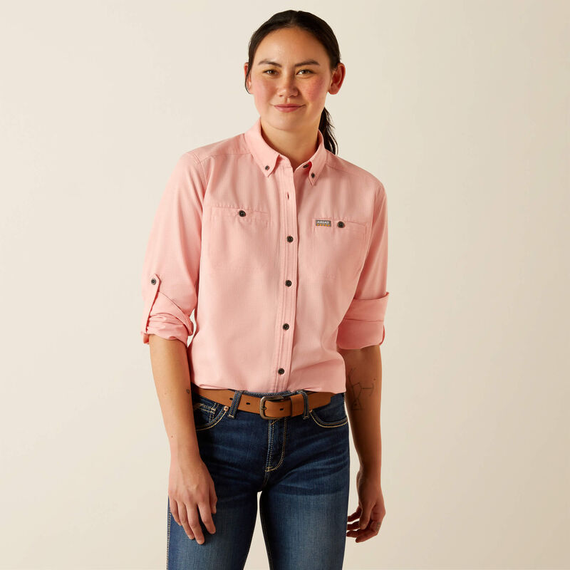 Ariat Women's Rebar Made Tough 360 Airflow DuraStretch Quartz Pink Work Shirt
