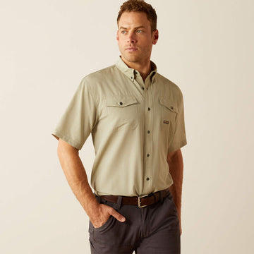Ariat Men's Rebar Made Tough VentTEK DuraStretch Oil Green Work Shirt