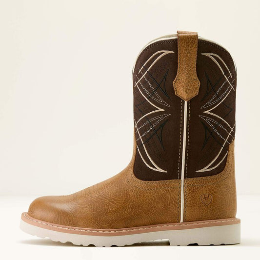 Ariat Youth Activate Round Toe Cottage Bark Suede Western Boot