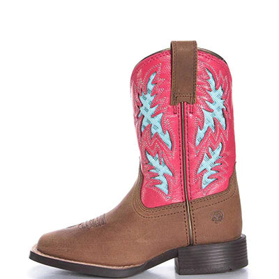 Ariat Youth Cowboy Ventek Pink/Homestead Brown Western Boots