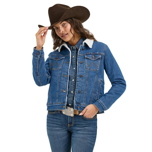 Wrangler Women's Retro Sherpa Lined Western Denim Jacket