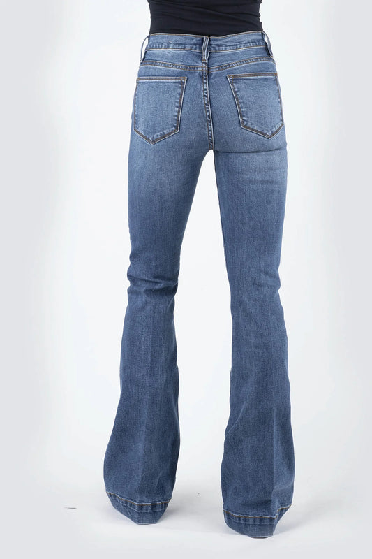 Stetson Flare Women's Blue Cotton Blend High Waist Jeans