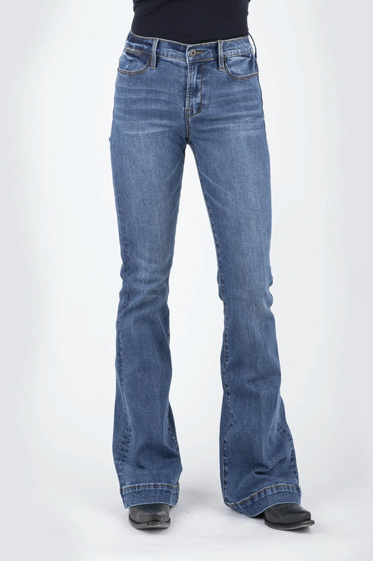 Stetson Flare Women's Blue Cotton Blend High Waist Jeans