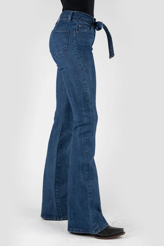Stetson Women’s 921 High Waist Blue Flare Jeans