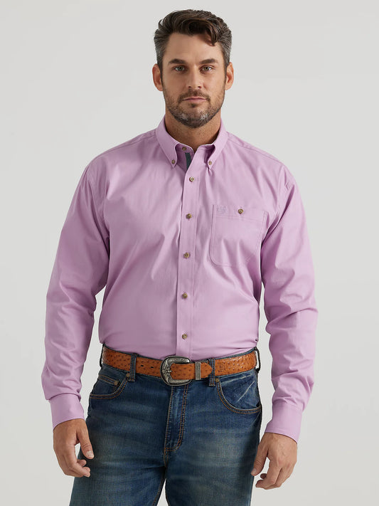 Wrangler Men's George Strait Purple Mist Long Sleeve Button Down Shirt