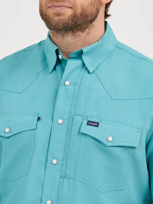 Wrangler Men's Muted Tuquoise Performance Snap Front Shirt