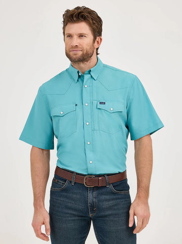 Wrangler Men's Muted Tuquoise Performance Snap Front Shirt