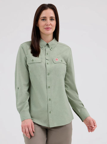 Wrangler Women's Hedge Green Riggs Workwear Lightweight Vented Work Shirt