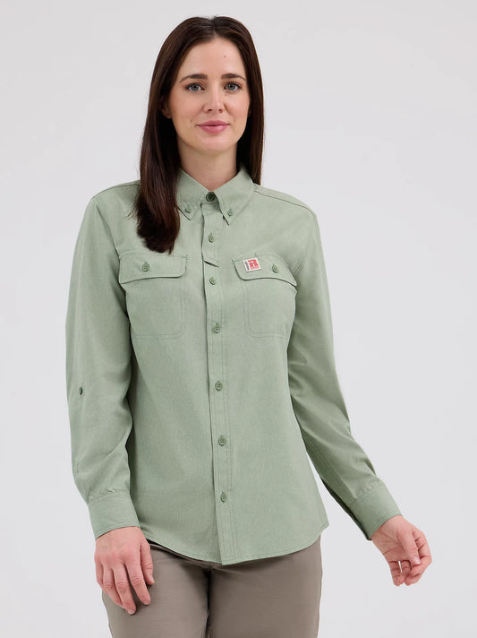 Wrangler Women's Hedge Green Riggs Workwear Lightweight Vented Work Shirt