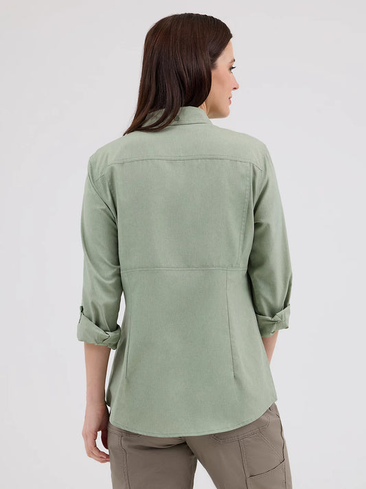 Wrangler Women's Hedge Green Riggs Workwear Lightweight Vented Work Shirt