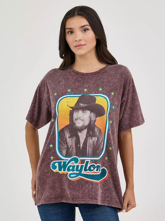 Wrangler Women's Oversized Fit Waylon Jennings Band T-Shirt