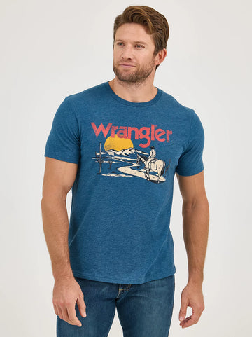 Wrangler Men's Cowboy Desert Graphic Navy T-Shirt