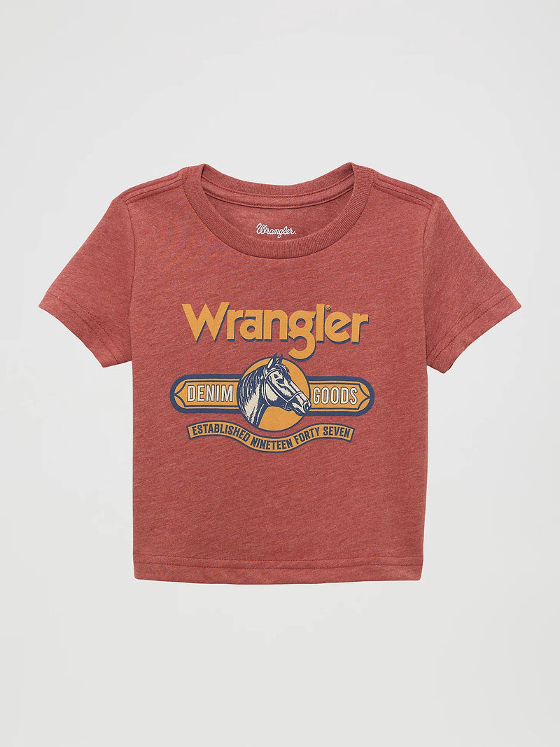 Wrangler Little Boy's Short Sleeve Marsala Heather Denim GoodsGraphic T-Shirt