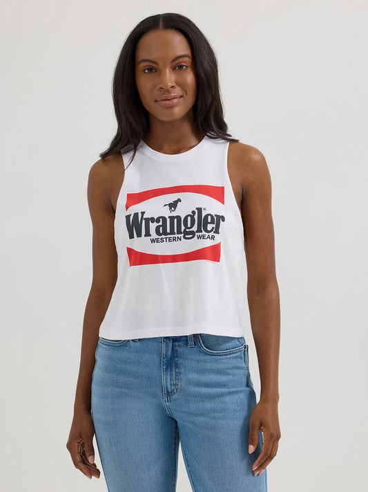 Wrangler Women's White Festival Crop Graphic Tank
