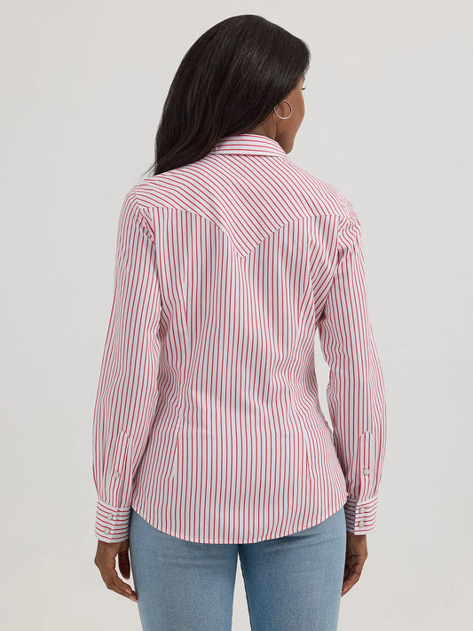 Wrangler Women's All Occasion Western Snap Red Stripe Shirt