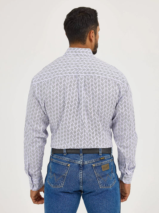 Wrangler Men's George Strait Long Sleeve Button Down One Pocket Purple Print Shirt
