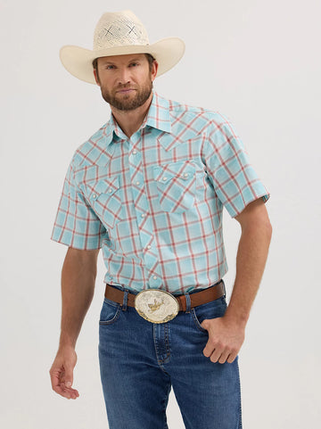 Wrangler Men's Retro Short Sleeve Sawtooth Pocket Western Snap Shirt