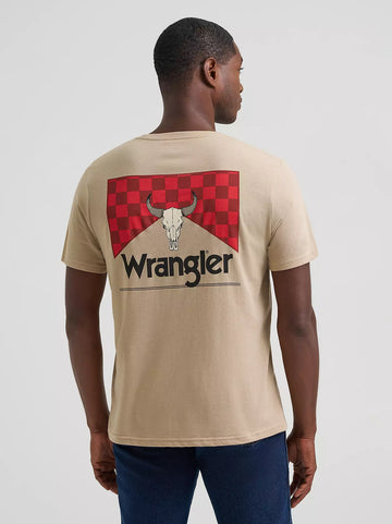 Wrangler Men's Bull Checkerboard Back Graphic T-Shirt
