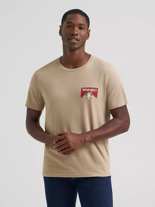 Wrangler Men's Bull Checkerboard Back Graphic T-Shirt