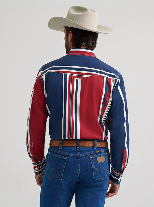 Wrangler Men's Americana Vintage-Inspired Brushpopper Western Snap Workshirt