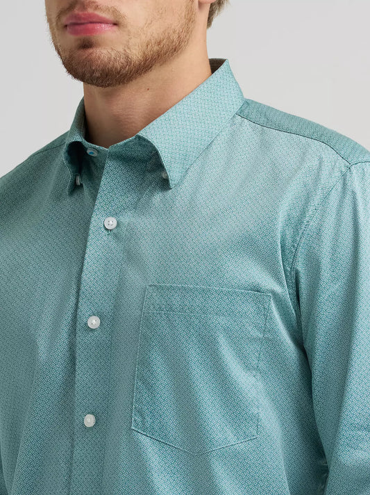 Wrangler Men's Cody Johnson Green Weave Button Down Shirt