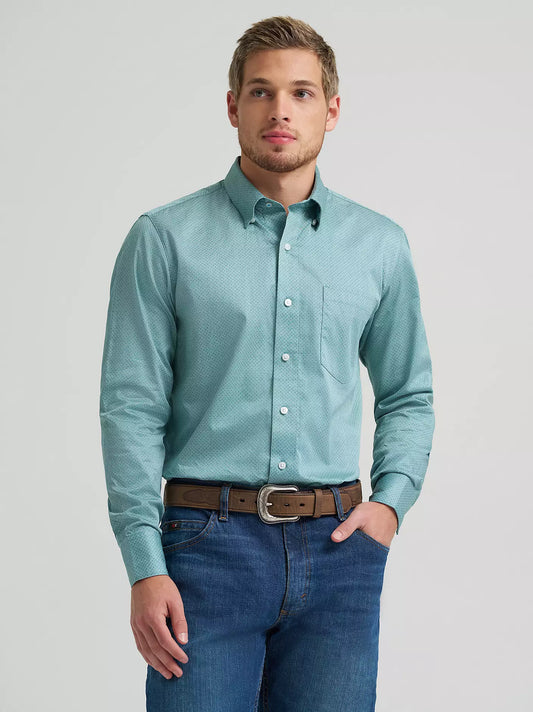 Wrangler Men's Cody Johnson Green Weave Button Down Shirt