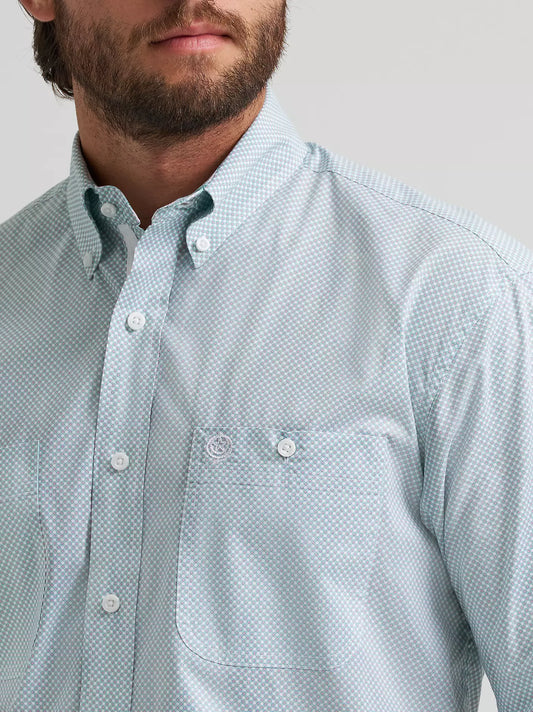 Wrangler George Strait Grove Green Bubbles Short Sleeve Button Down Shirt