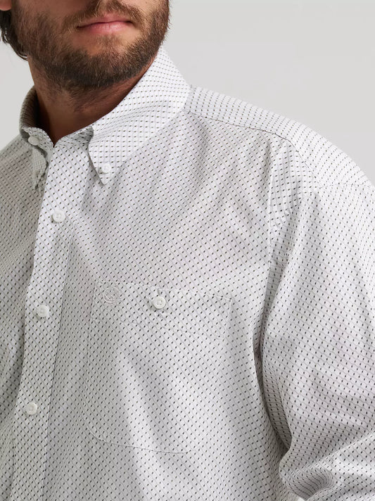 Wrangler Men's George Strait White Waves Long Sleeve Button Down Shirt