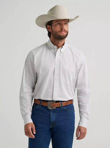 Wrangler Men's George Strait White Waves Long Sleeve Button Down Shirt