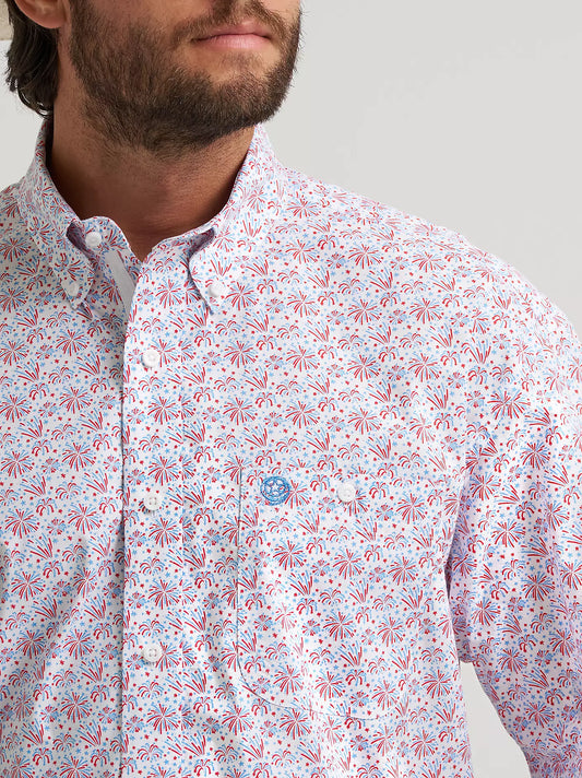 Wrangler Men's George Strait Fireworks Short Sleeve Button Down Shirt