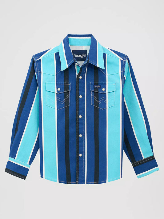 Wrangler Boy's Colbalt Storm Brushpopper Western Snap Shirt