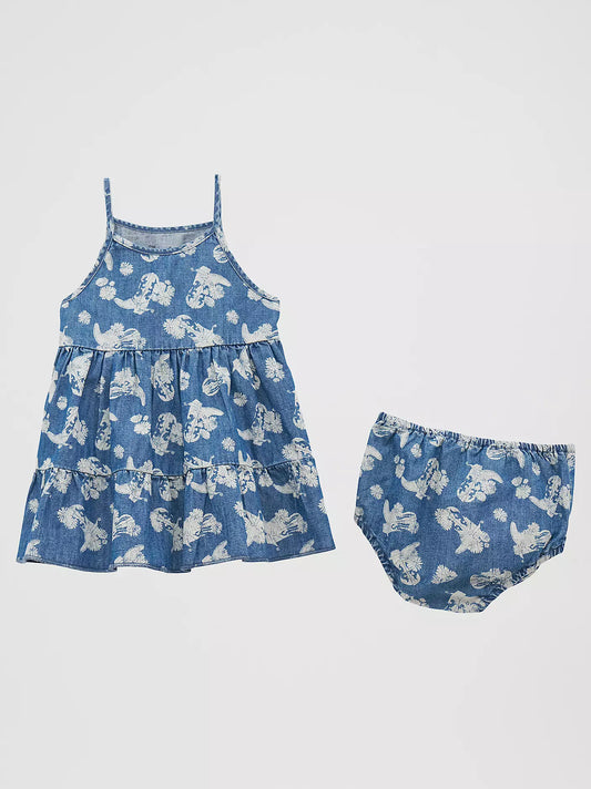 Wrangler Little Girl's Printed Denim Tiered Dress