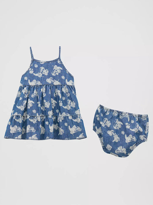 Wrangler Little Girl's Printed Denim Tiered Dress