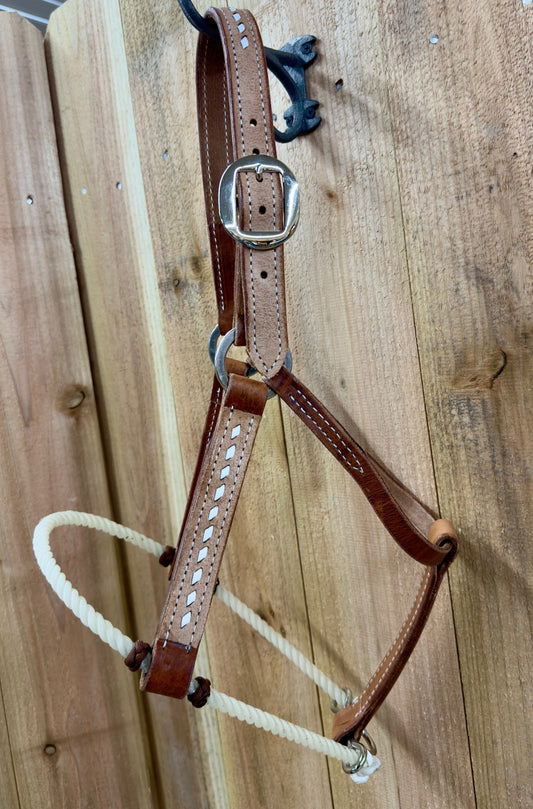San Saba 1" Harness Leather Halter w/Rope Nose