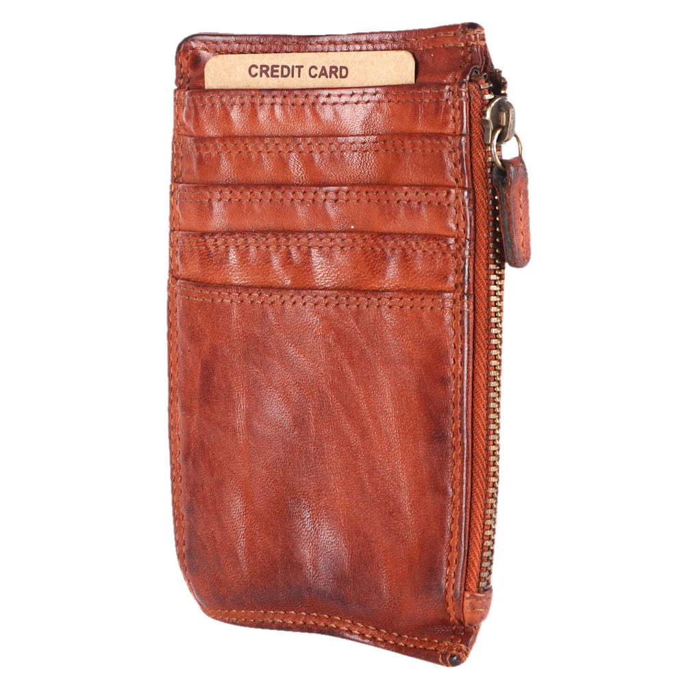Spaghetti Western Vintage Leather Brown Card Holder Wallet