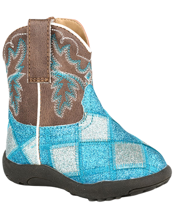 Roper Infant Girls' Cowbabies Glitter Blocks Western Boots