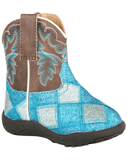 Roper Infant Girls' Cowbabies Glitter Blocks Western Boots
