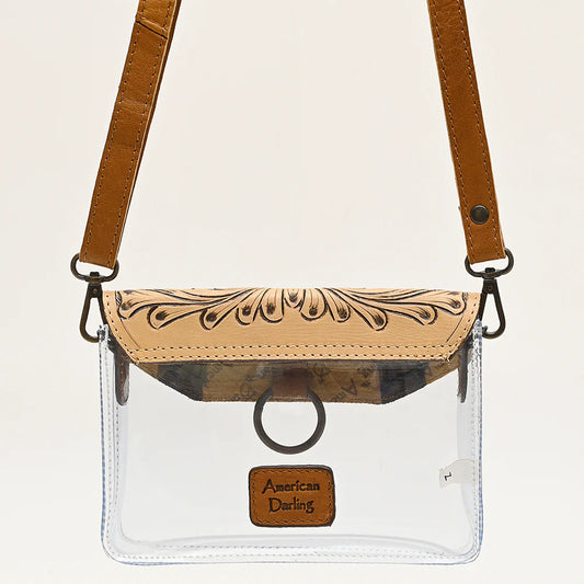 American Darling Hand Tooled Leather Clear Bag