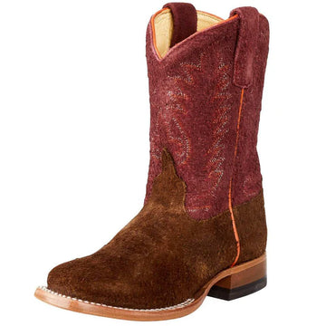 Anderson Bean Kid's Brown Roughout w/Burgundy Roughout Top Boots