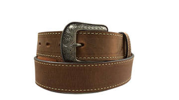 Heritage Men's Crazyhorse 3 Piece Brown Leather Belt