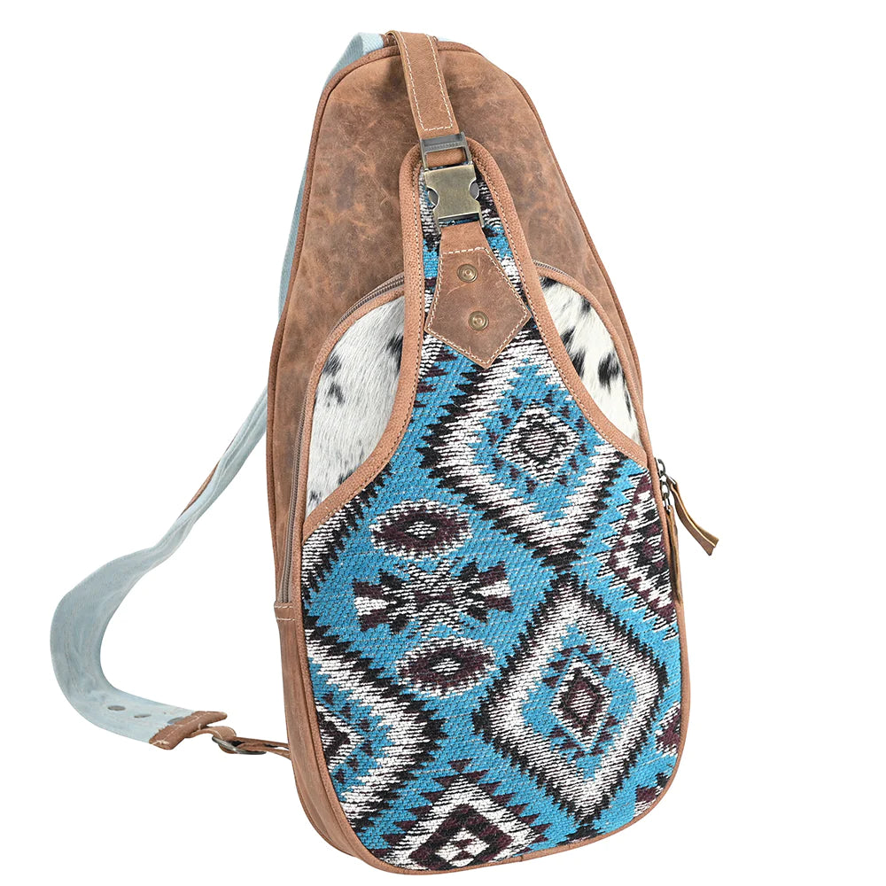 Ohlay Upcycled Canvas Hair-On Leather Crossbody Sling Bag