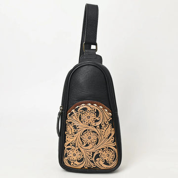 Ohlay Hand Tooled Leather Sling Bag