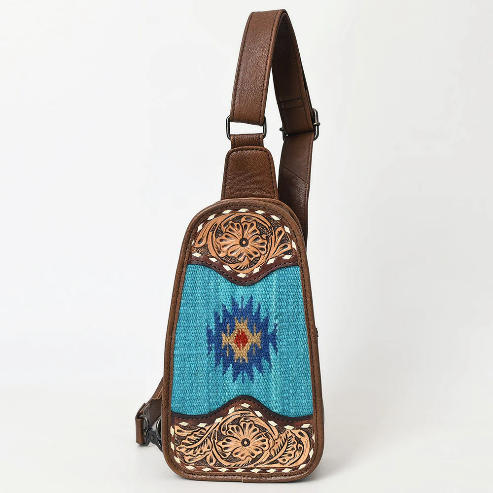 American Darling Hand Tooled Leather Sling Bag