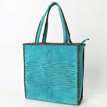 American Darling Turquoise Western Suede Leather Tote Bag