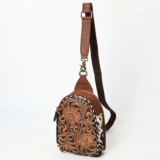 American Darling Leather Tooled Sling Bag w/Buckstitch